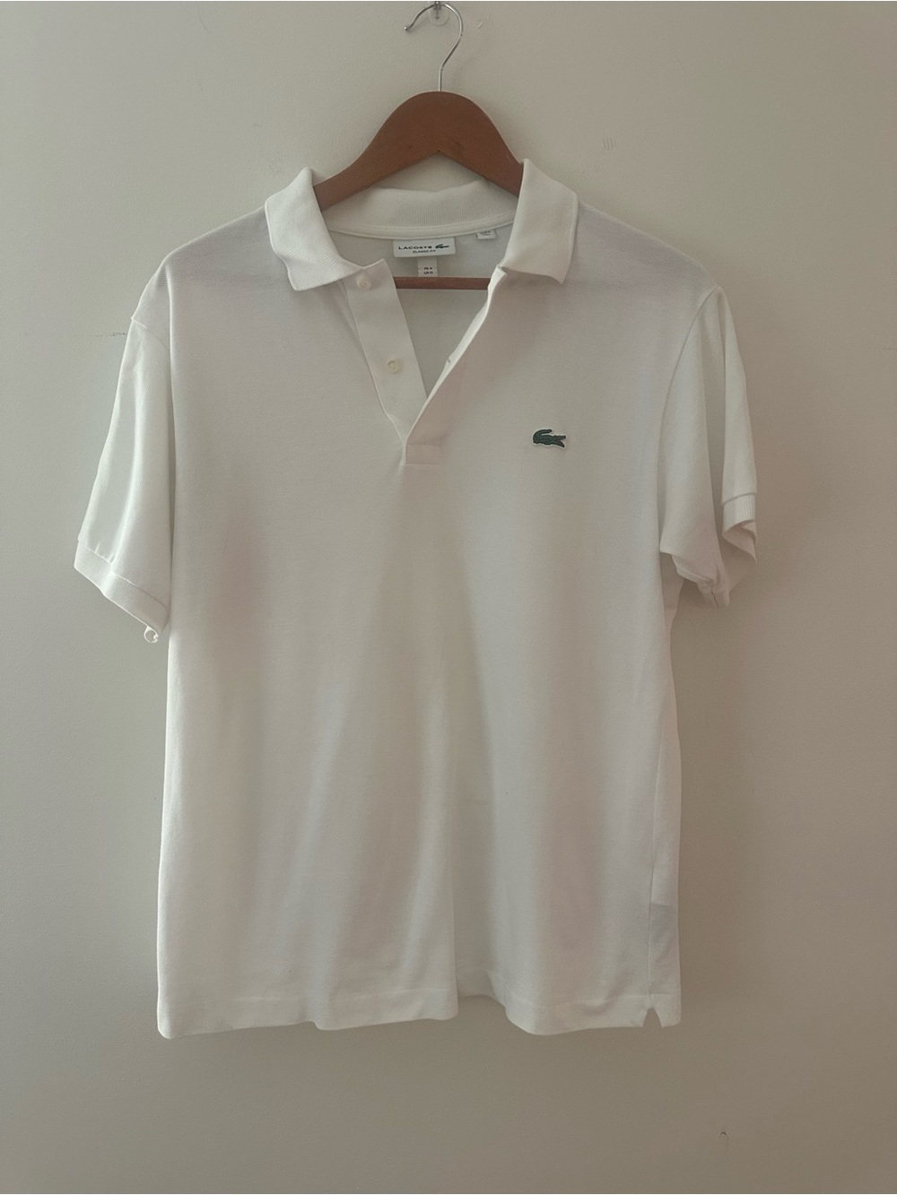 Lacoste White Polo with Green Croc Logo
